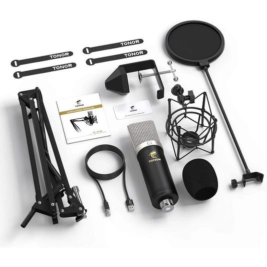 TONOR TC-2030 USB Microphone Kit – 192kHz/24Bit Condenser Microphone with Adjustable Boom Arm