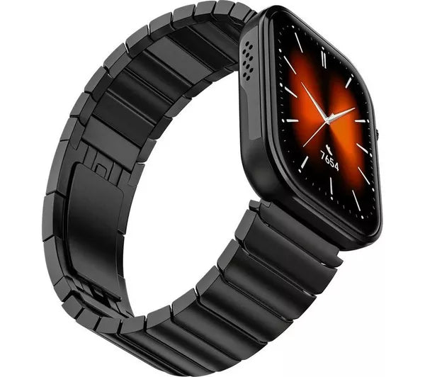 Noise ColorFit Pro 6 Max Smartwatch – 1.96" AMOLED Display, Built-in GPS, Bluetooth Calling, 5ATM & 7-Day Battery – Black Chrome with Metallic Band