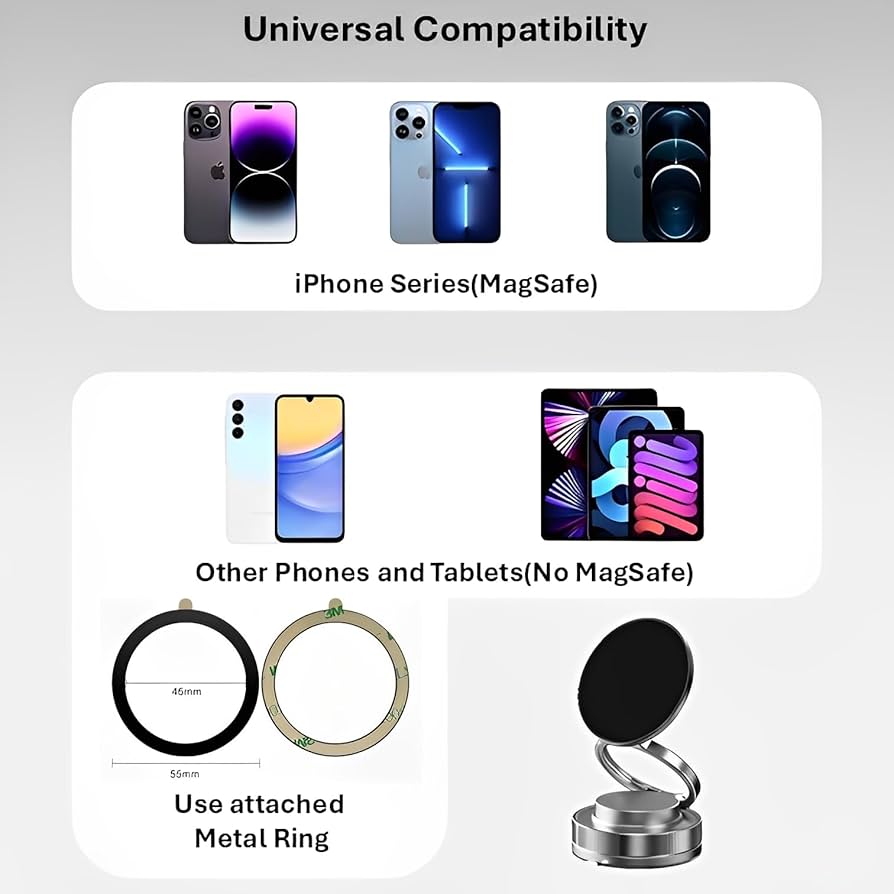 Magnetic Car Phone Holder – Compact 360° Rotating & Foldable