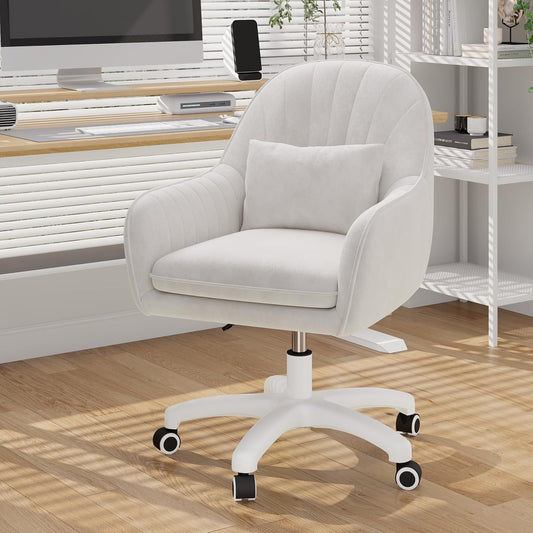 Velvet Swivel Office Chair, Ergonomic Vanity & Dressing Table Chair, 150kg Capacity