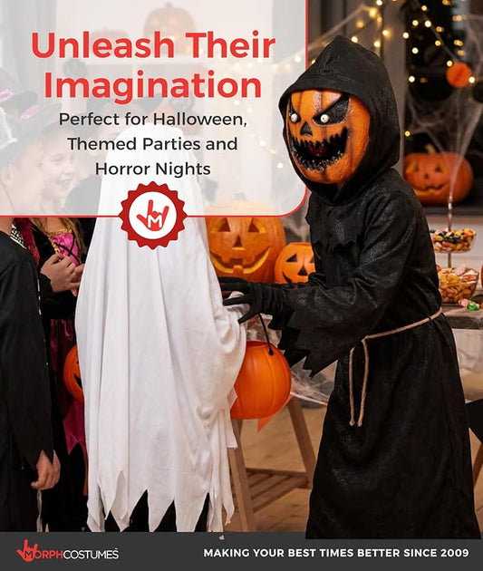 Morph Pumpkin Grim Reaper Kids Halloween Costume Boys Fancy Dress Outfit