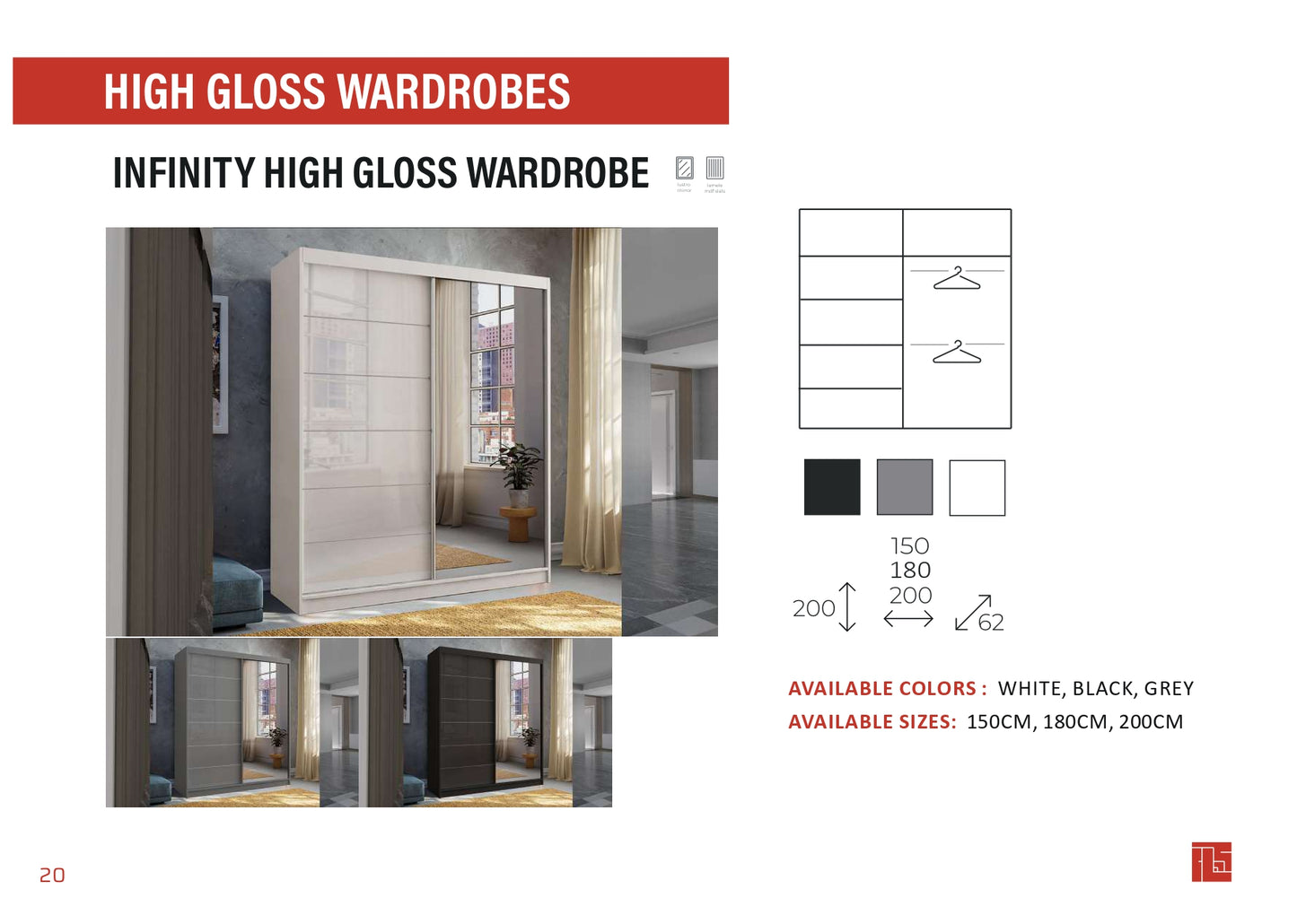 Infinity High Gloss Wardrobe
