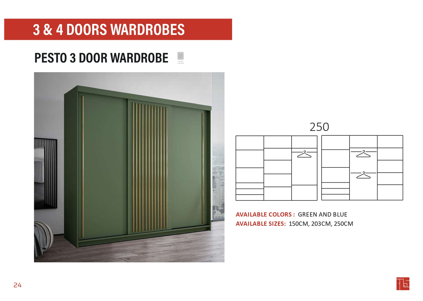Pesto 3 Door Wardrobe