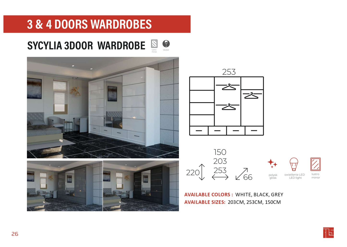 Sycylia 3 Door Wardrobe