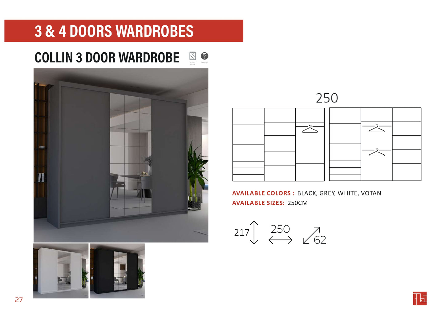 Collin 3 Door Wardrobe