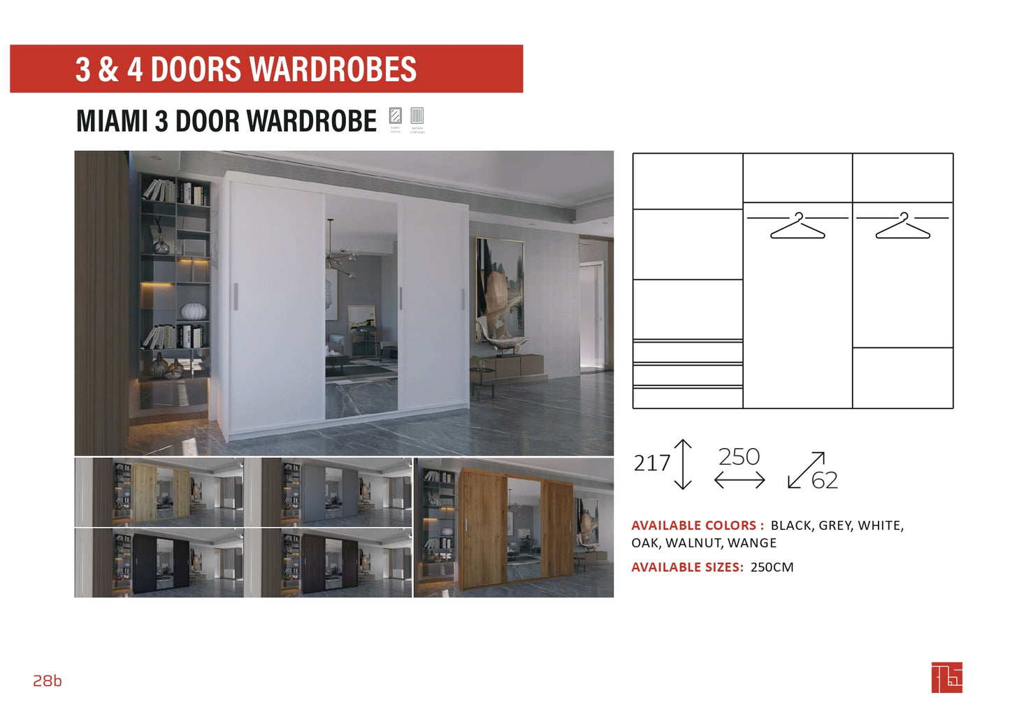 Miami 3 Door Wardrobe