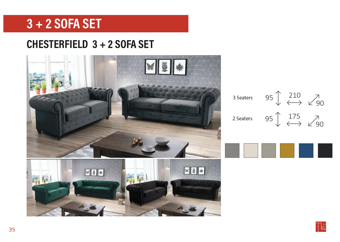 Chesterfield 3+2 Sofa Set