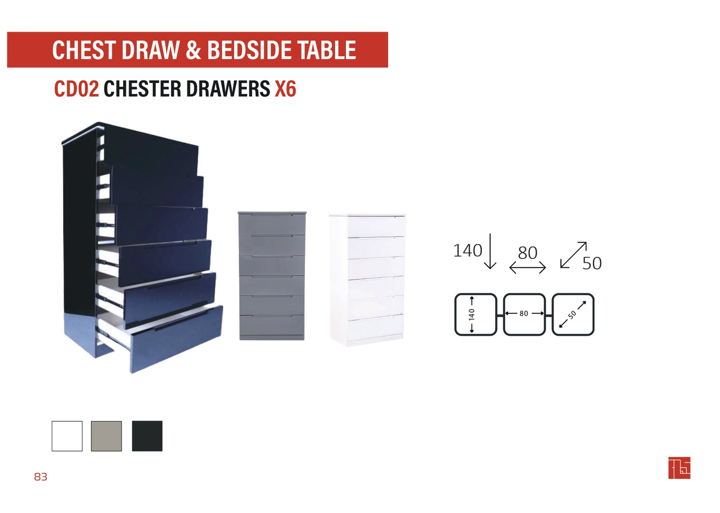 CD02 Chest Drawers X6