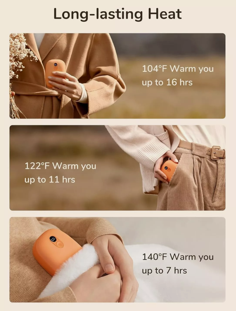 JISULIFE Hand Warmer, 13500mAH Electric Rechargeable Portable Pocket Warmer