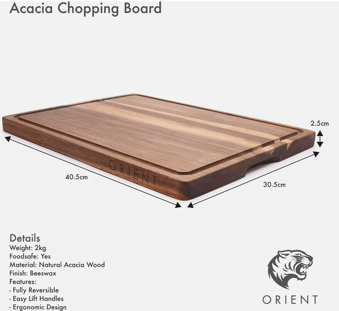 Acacia Chopping Board Carving Boards - 16 x 12 inch Raised Dark Wood Cutting Board