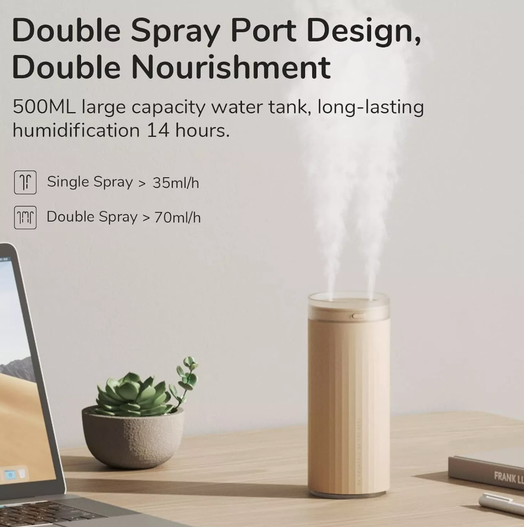 JISULIFE Small Humidifier, 500ml Portable Mini Humidifier, Personal Cool Mist