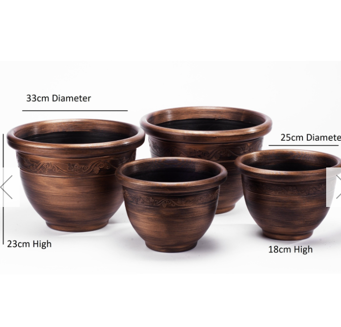 Pack of 4 Wenlock Antique Bronze effect planters