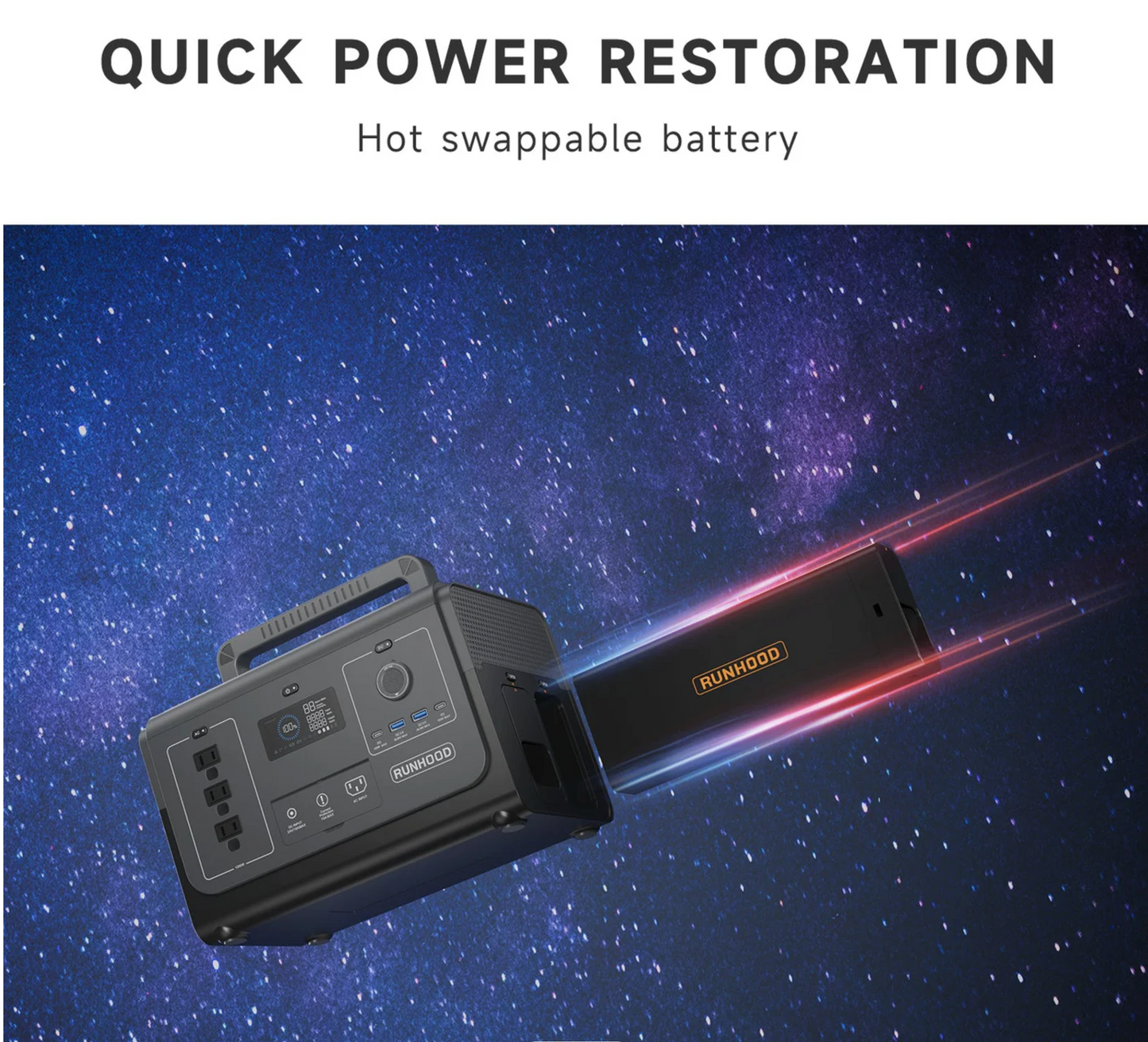 RUNHOOD HE1200 1200W Portable Power Station Host Engine