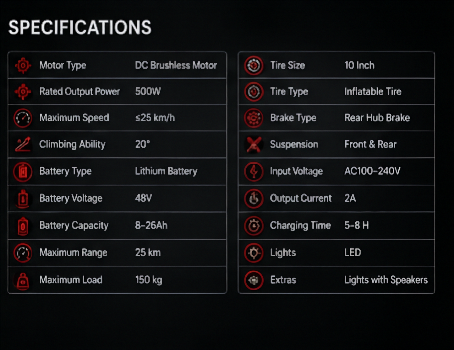 Scootflow Electric Scooter 500W 48V Adult E-Scooter 25km Range 25km/h LED Lights Front Rear Suspension 150kg Max Load Foldable