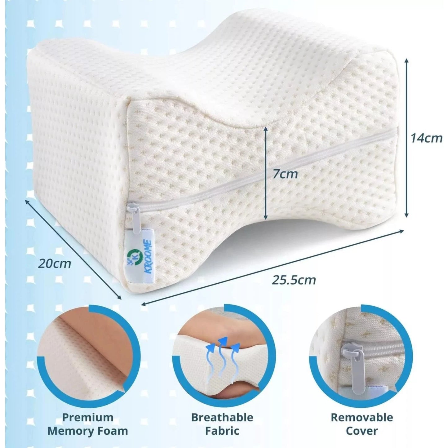 Knee Pillow for Side Sleepers - Leg Support Cushion - Back Pain Relief