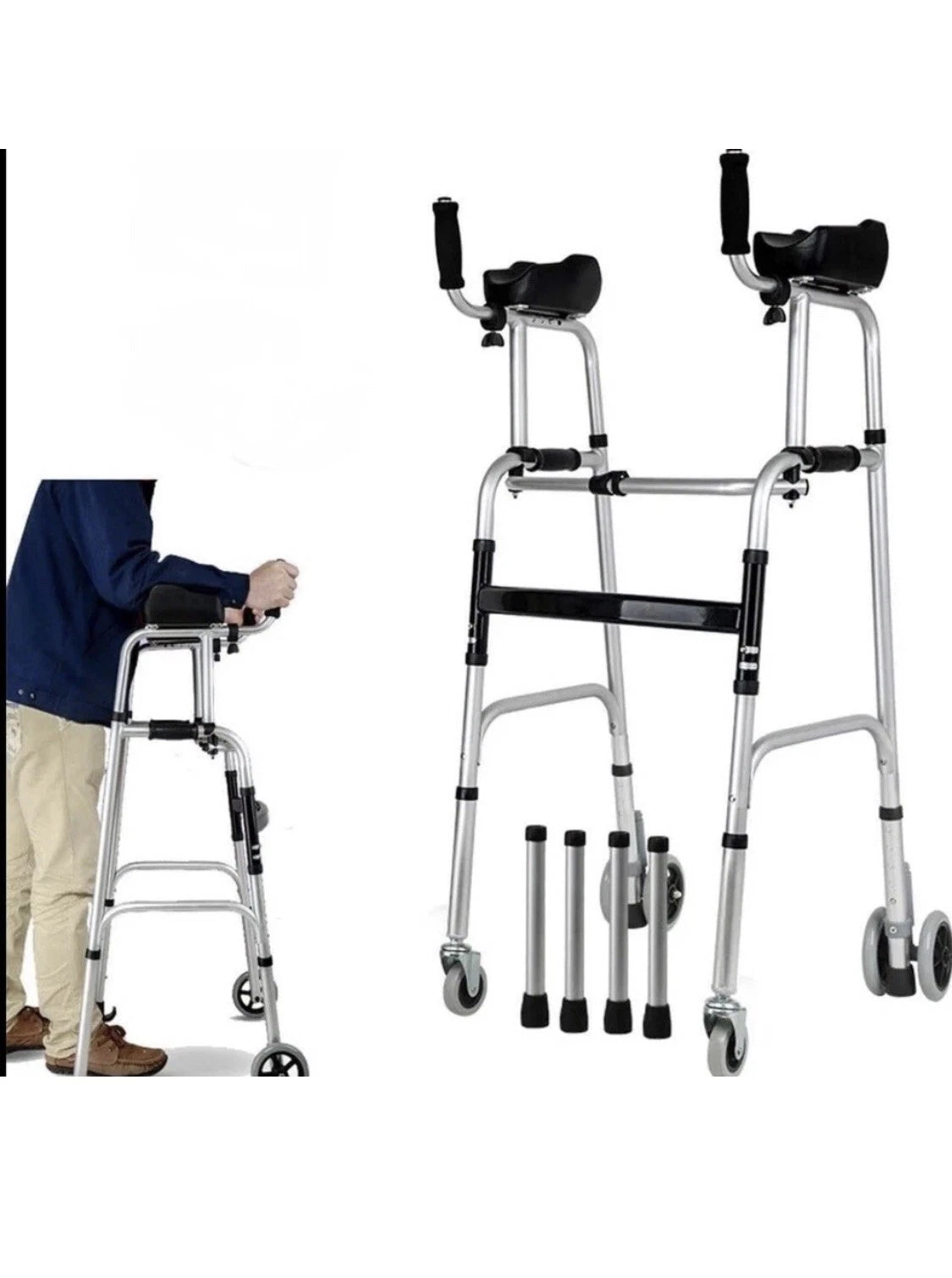 Walking Frame with Armrest Support Pad - Adjustable Height - Folding Lightweight E easy2buy81 (6509)