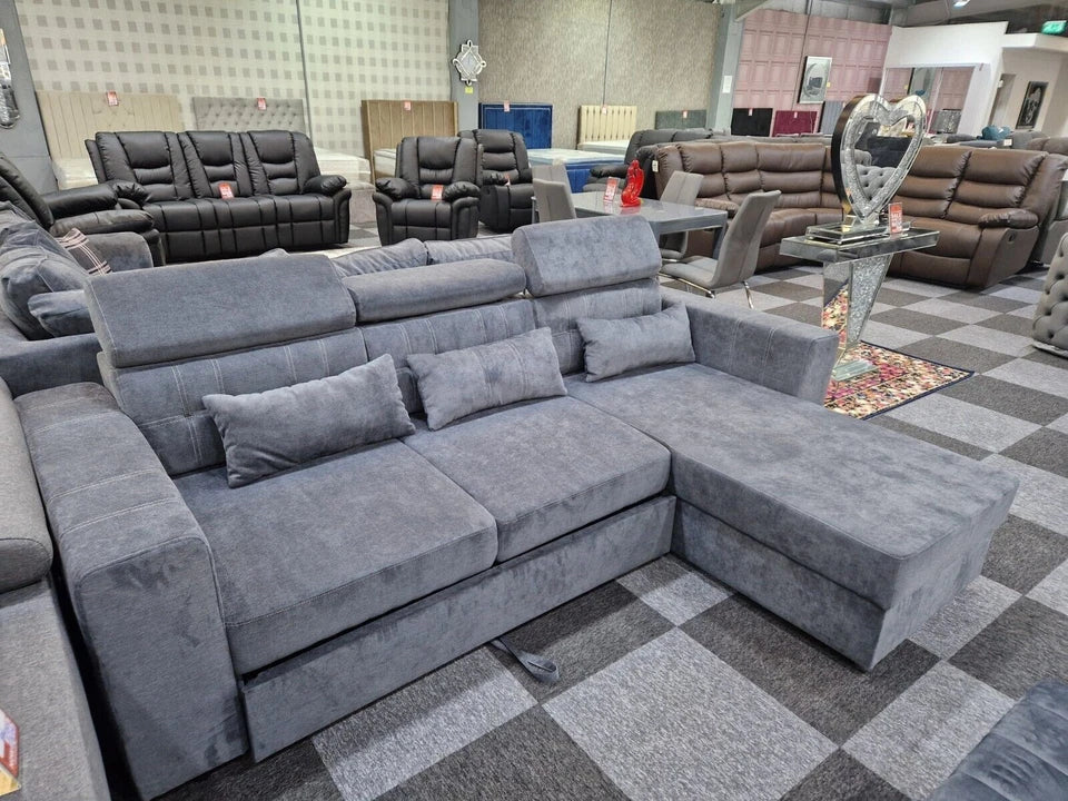 Lucca sofa bed/bed/sofa/storage-L Shaped Sofa Bed Grey Universal Side