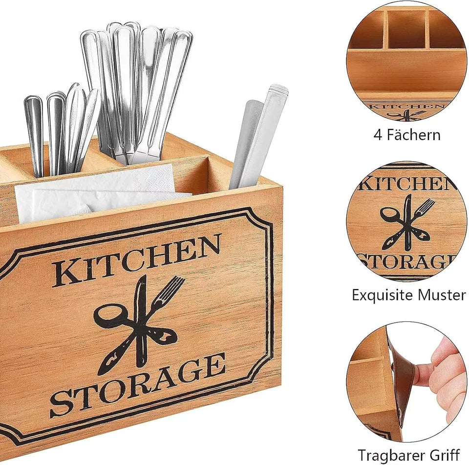 Wood Cutlery Holder