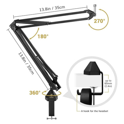 TONOR TC-2030 USB Microphone Kit – 192kHz/24Bit Condenser Microphone with Adjustable Boom Arm