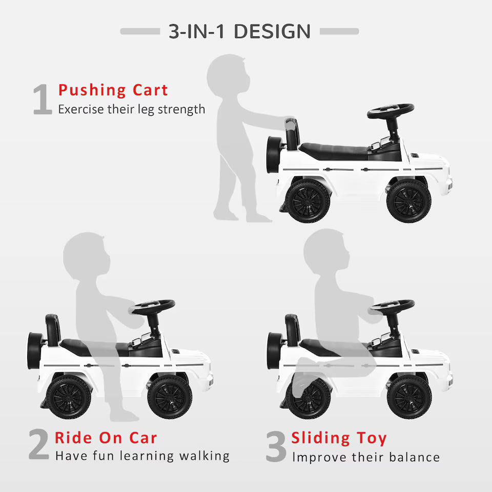 3-in-1 Ride-On Car with Horn, Wheel & Under-Seat Storage