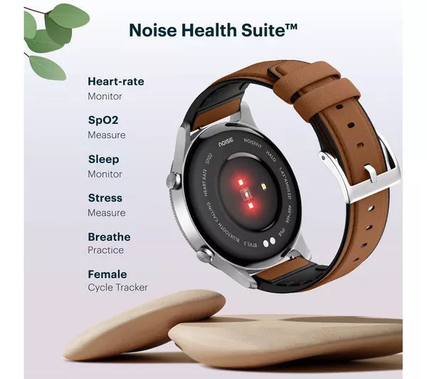 Noise NoiseFit Halo Smartwatch – 1.43" AMOLED Round Display, Bluetooth Calling, Metallic Build, IP68 & 7-Day Battery – Jet Black Silicone Strap