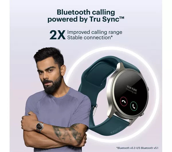 Noise NoiseFit Halo Smartwatch – 1.43" AMOLED Round Display, Bluetooth Calling, Metallic Build, IP68 & 7-Day Battery – Jet Black Silicone Strap