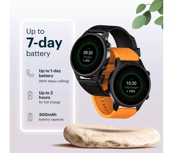 Noise NoiseFit Halo Smartwatch – 1.43" AMOLED Round Display, Bluetooth Calling, Metallic Build, IP68 & 7-Day Battery – Jet Black Silicone Strap