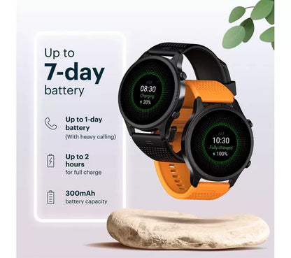 Noise NoiseFit Halo Smartwatch – 1.43" AMOLED Round Display, Bluetooth Calling, Metallic Build, IP68 & 7-Day Battery – Jet Black Silicone Strap