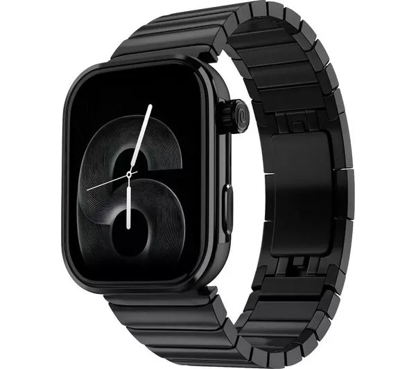Noise ColorFit Pro 6 Max Smartwatch – 1.96" AMOLED Display, Built-in GPS, Bluetooth Calling, 5ATM & 7-Day Battery – Black Chrome with Metallic Band