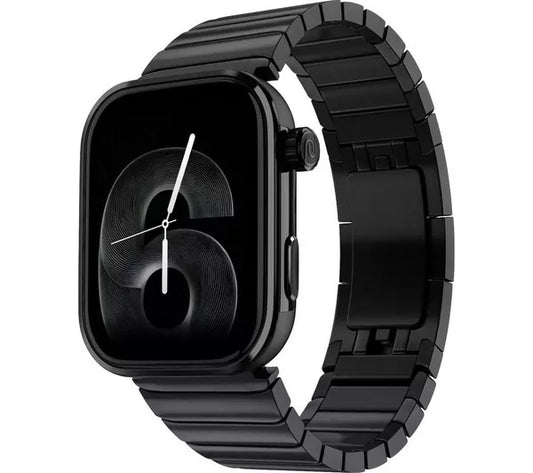 Noise ColorFit Pro 6 Max Smartwatch – 1.96" AMOLED Display, Built-in GPS, Bluetooth Calling, 5ATM & 7-Day Battery – Black Chrome with Metallic Band