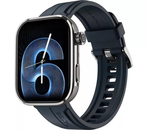 Noise ColorFit Pro 6 Max Smartwatch – 1.96" AMOLED Display, Built-in GPS, Bluetooth Calling, 5ATM & 7-Day Battery – Black Chrome with Metallic Band