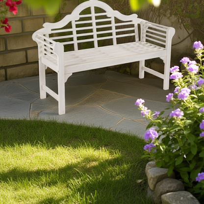 Greenhurst Lutyens Style Outdoor Forest Garden Bench-White