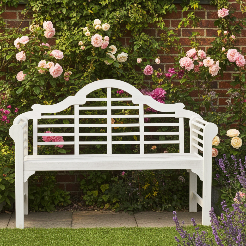 Greenhurst Lutyens Style Outdoor Forest Garden Bench-White