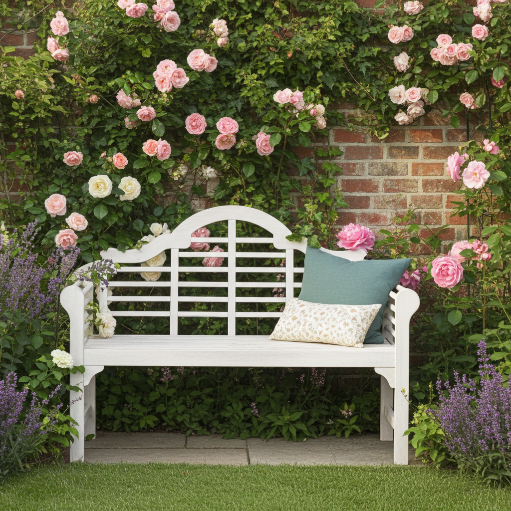 Greenhurst Lutyens Style Outdoor Forest Garden Bench-White