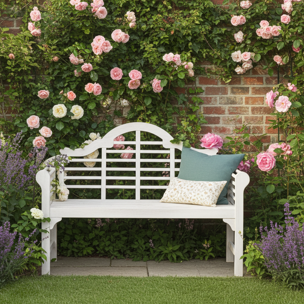 Greenhurst Lutyens Style Outdoor Forest Garden Bench-White