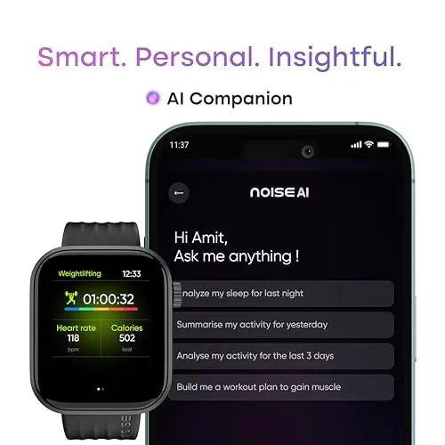 Noise ColorFit Pro 6 Smartwatch – 1.85" AMOLED Always-On Display, Bluetooth Calling, IP68, 7-Day Battery – Jet Black | Ivory Gold | Ice Blue