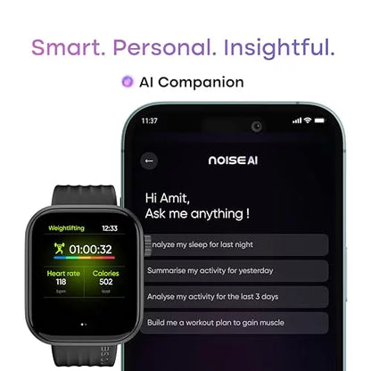 Noise ColorFit Pro 6 Smartwatch – 1.85" AMOLED Always-On Display, Bluetooth Calling, IP68, 7-Day Battery – Jet Black | Ivory Gold | Ice Blue