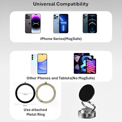 Magnetic Car Phone Holder – Compact 360° Rotating & Foldable