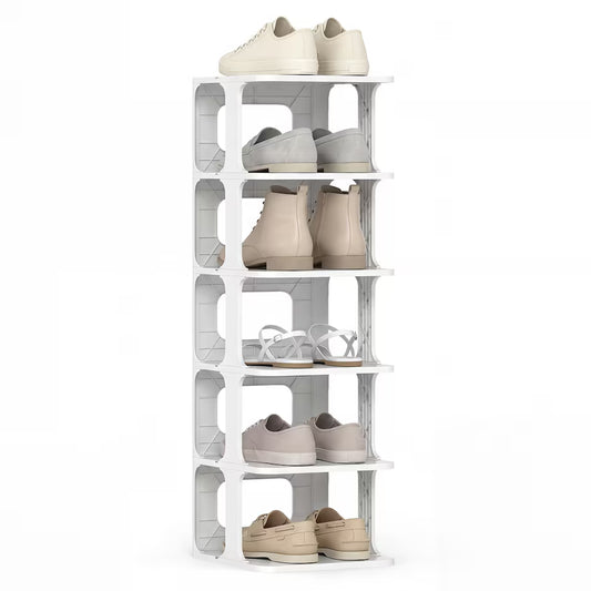 6-Tier Stackable Shoe Rack – Vertical Shoe Storage Organiser for Closet & Entryway