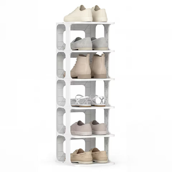 6-Tier Stackable Shoe Rack – Vertical Shoe Storage Organiser for Closet & Entryway