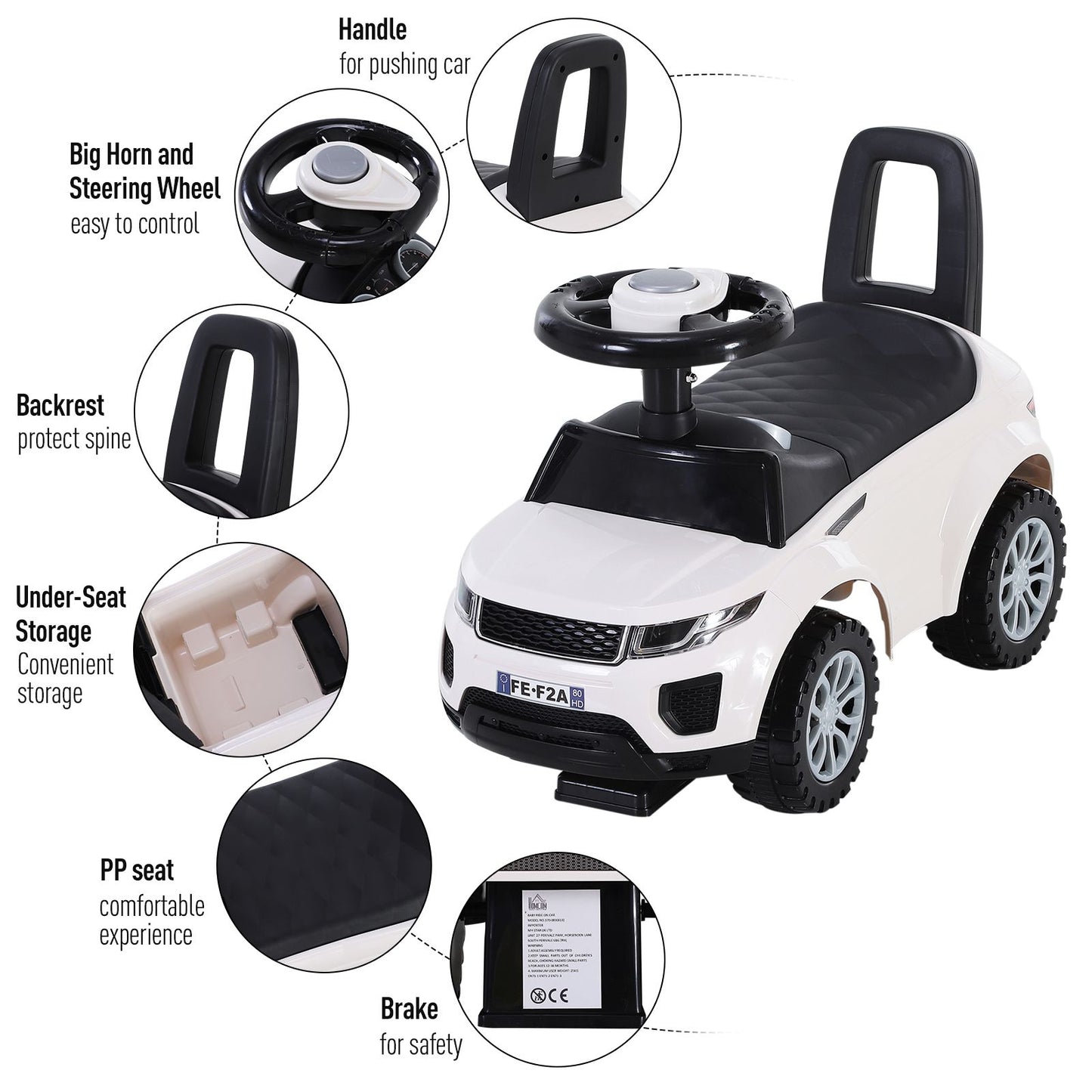 3-in-1 Ride-On Car with Horn, Wheel & Under-Seat Storage