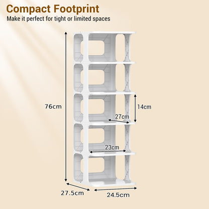 6-Tier Stackable Shoe Rack – Vertical Shoe Storage Organiser for Closet & Entryway