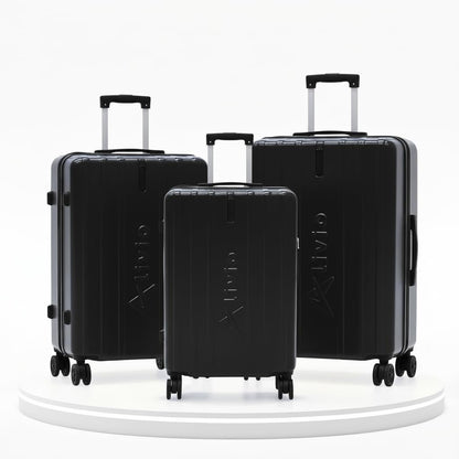 Alivio 3 Piece Hard-Shell Luggage Set with Secure Number Lock, 360 Spinner Wheels & 3-Step Telescopic Handle – Lightweight Travel Trolley Suitcase Set (Small/Medium/Large) (Black)