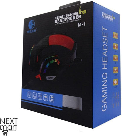 M1 Stereo Gaming Headset With RGB LED Light Noise Reduction Mic For PC