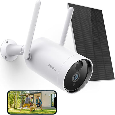 Peasec 1080P Solar Wireless Security Camera – Outdoor, Rechargeable, Night Vision, IP65