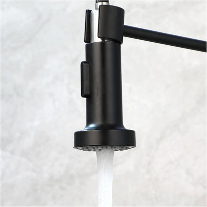Faucet Black Kitchen Faucet | Pull Down Sprayer | Commercial Spring Sink Faucet | Single Handle Mixer Tap | 360° Swivel