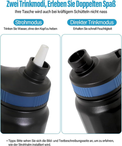 Insulated Water Bottle for Cold Drinks 500ml 800ml Stainless Steel Leak Proof with Straw 3 Interchangeable Silicone Bands BPA Free for Travel (500ml)