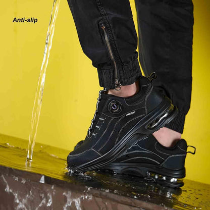 Steel Toe Protection Shoes, Knob Laces Work Safety Shoes, Anti-Smash and Anti-Puncture Labour Insurance Shoes, Anti-slip Adventure Sneakers