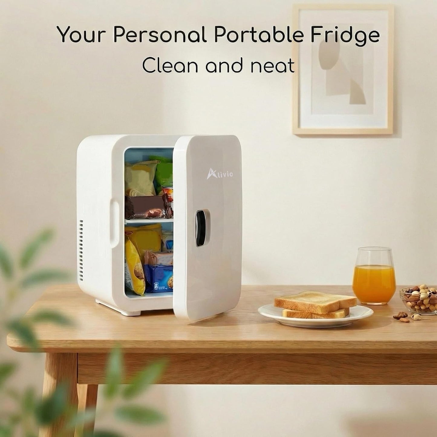 Alivio 6L & 4L Mini Fridge Portable Cold-Warm Electronic Refrigerator, Quiet & Energy Efficient Small Fridge for Bedroom, Office & Car, Skincare, Drinks & Cosmetics Storage with AC/DC Power (White)