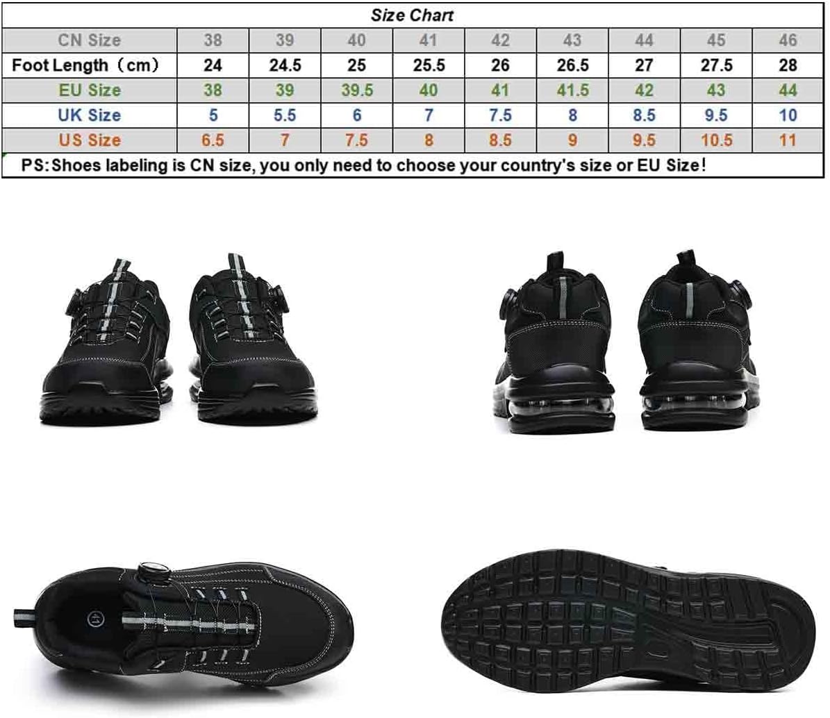 Steel Toe Protection Shoes, Knob Laces Work Safety Shoes, Anti-Smash and Anti-Puncture Labour Insurance Shoes, Anti-slip Adventure Sneakers